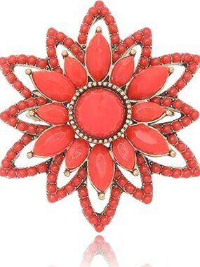 New Red Oval Tear Drop Brooch Pin Retro Brooches Fashion Elegant Jewelry